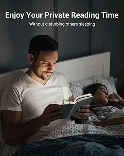 DEWENWILS Book Reading Light with Clip, USB Rechargeable Booklight for Reading in Bed, Eye Care LED Book Lamp for Kids, Bookworms,2 Brightness Levels (White)