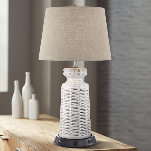 Helene 26" Tall Table Lamp Ceramic Dimmable USB Workstation Base