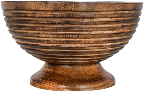 Natural Wooden Tray, Serving Bowl for Salad, Veggies and Fruits, Large Deep Tray for Family, Party (Ring Bowl)