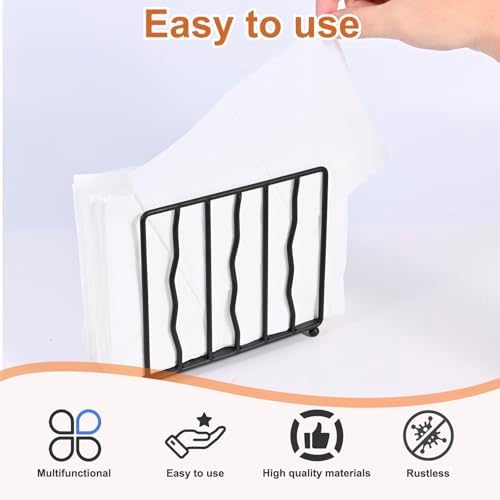 Modern Standing Napkin Holder for table, Black Metal, Tabletop Paper Napkin Dispenser for Coffee Filter Holder Kitchen, Dining Room, Outdoor.