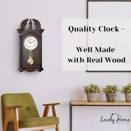 Pendulum Wall Clock, Hanging Wooden Grandfather Wall Clock, Quiet