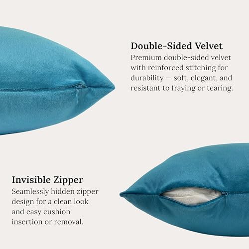 RELY+ Pack of 2 Throw Pillow Covers 20x20 Inch Velvet Soft Cozy Solid Decoration Gifts Pillow Covers Luxury Cushion Case for Sofa Couch Bedroom Living Room (Turquise, 20 x 20)