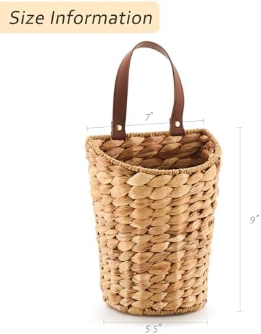 Handwoven Water Hyacinth Boho Front Door Basket for Flower Plants