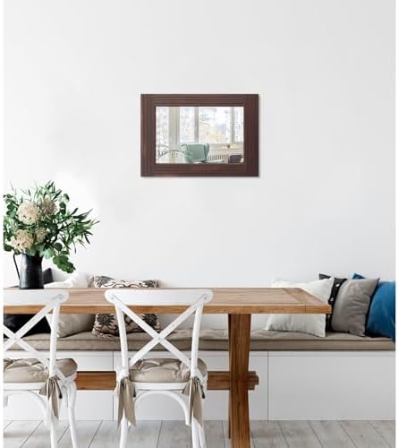 Mirrors for Wall Rustic Wooden Frame Rectangle Mirror Vintage Hanging Mirror for Bedroom Bathroom Living Room Farmhouse Wall Decor Brown Small 16" x 12 "