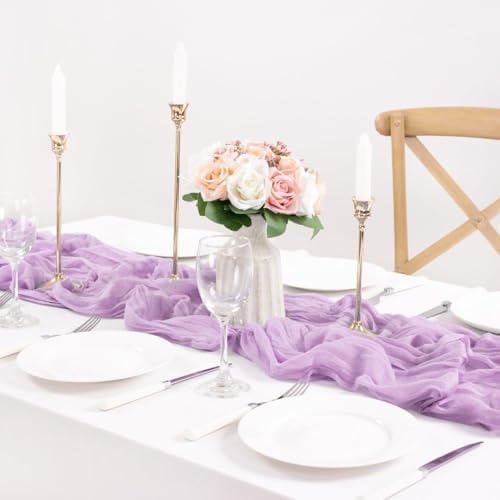 12 Pack Lilac Purple Cheesecloth Table Runner 10ft Boho Table Decor