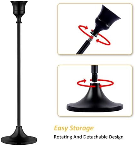Metal Candle Holders for Candlesticks Taper Candlestick Holders Set Vintage Decorative Centerpiece Candelabra Tall Candle Stands (Matt Black, 1 Set (3 pcs))