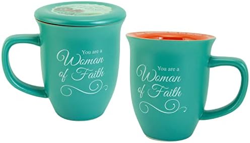 Woman of Faith Mug and Lid/Coaster Set, Christian Gifts for Women, 14-ounces, Microwave and Dishwasher Safe, by Abbey & CA Gift