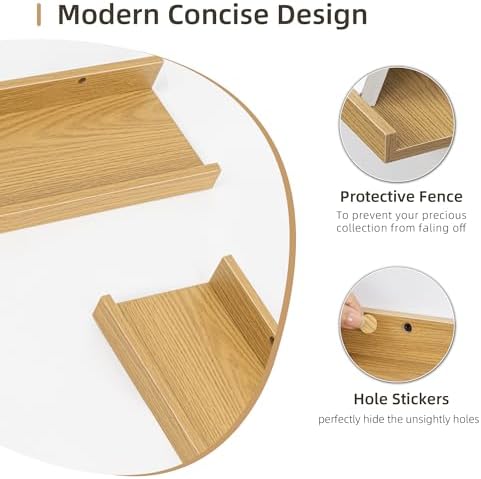 Acovy Picture Ledge Shelf, Wood Long Floating, Set of 2, 48 inch, Oak