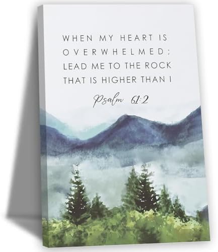 Framed Inspirational Christian Canvas Wall Art 16x24 Inch | Bible Scripture Pictures Wall Decor Psalm 61 : 2 Wall Painting Watercolor Religious Canvas Prints Artwork for Christian Teens