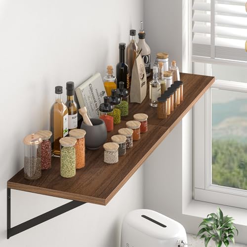 Heimlove 32W x 12D Deep Floating Shelves Set of 2 Walnut