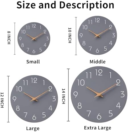 Mosewa Wall Clock Silent Non-Ticking Battery Operated 10" Modern