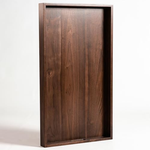 32"x18" Handmade 2XL Black Walnut Wood Ottoman Tray with Handle