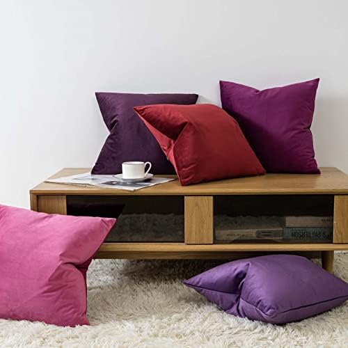 JUSPURBET Decorative Velvet Throw Pillow Covers 18x18 Set of 2,Burgundy