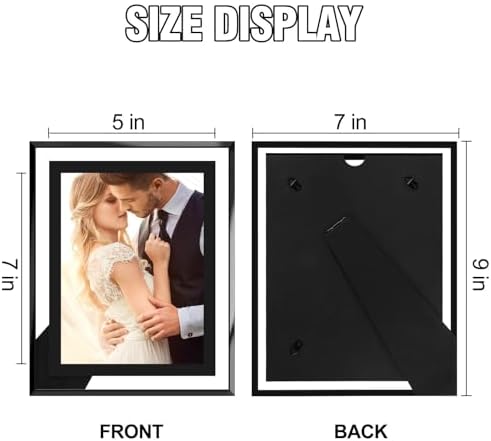HIKWADERY 5x7 Picture Frames Black - Set of 2, HD Real Glass 5 by 7 Photo Frame for Tabletop Display, Wedding Birthday Mothers Day Gifts (5 x 7, Black)