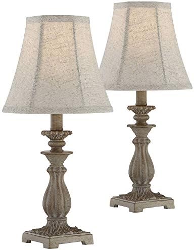Cali 19" Small Table Lamps Set of 2 Beige Candlestick Accent Vintage