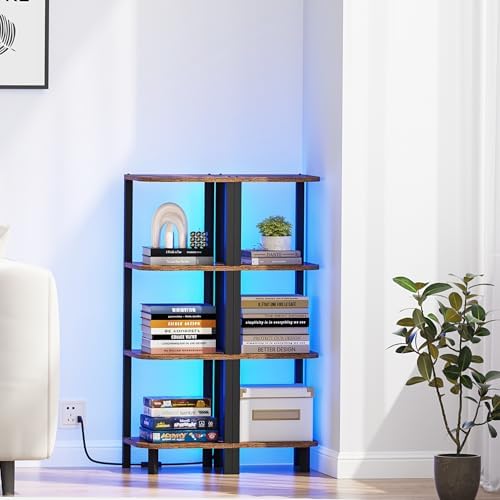 TUTOTAK Corner Shelf, 4-Tier Corner Bookshelf for Small Space