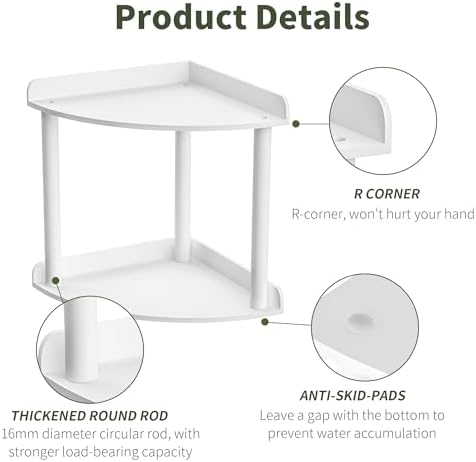 Sezanrpt 2 Tier Countertop Corner Organizer Shelf 7x7x8 Inch, White Acrylic Bathroom Vanity Storage Organizer Corner Shelf for Skincare, Cosmetics, Perfume