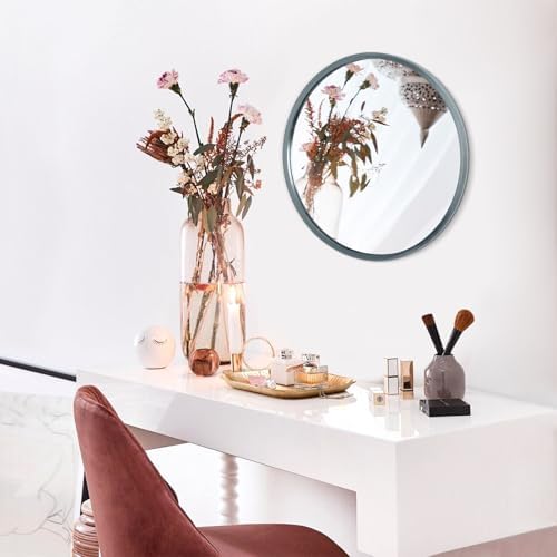 AOAOPQ Bathroom Circle Round Wall Mirror with Simple Metal Frame Modern Hanging Frame Mirror for Bathroom Hallway Room Living Turquoise