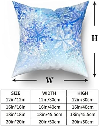 Giwawa 2PCs White Blue Snowflakes Throw Pillow Covers, Merry Christmas Snow Pillowcases 20x20 Inch, Winter Xmas Falling Crystal Nature Ice Cushion Covers for Sofa Couch Bedding Car Home Decor