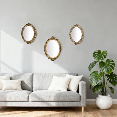 12x8.5 inch Resin Frame Vintage Oval Wall Mirror