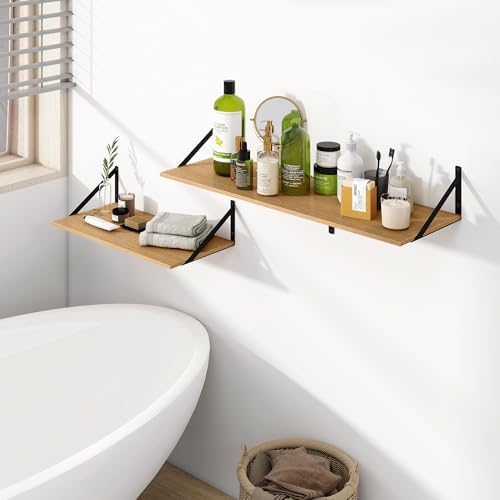 Heimlove 24W x 12D Deep Floating Shelves Set of 2 Oak
