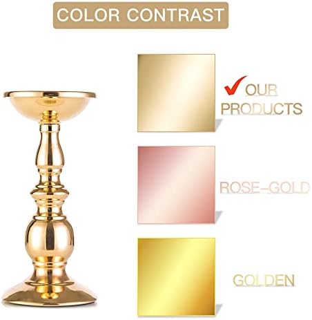 Nuptio Pillar Candle Holders, Wedding Centerpieces Metal Candle Holder Candles Stand Decoration Ideal for Weddings Special Events Parties Living Room (10 x S, Gold)