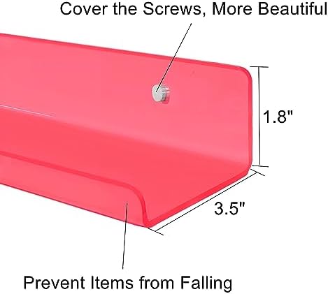 ROYALITA 2-Pack Small Acrylic Shelves Wall Mounted, 12 in Display Shelves