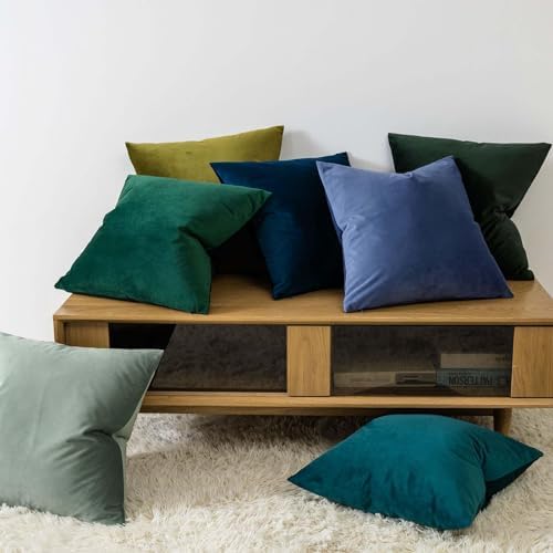 JUSPURBET Decorative Velvet Throw Pillow Covers 20x20 Set of 2,Navy