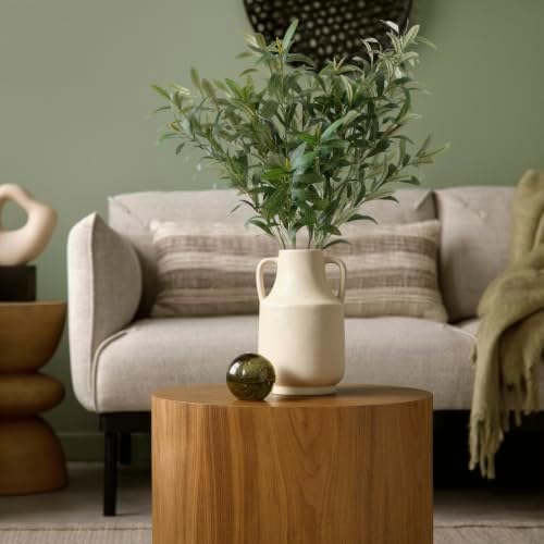 Leftover 5 Pcs 33.4'' Faux Olive Branches for Vase Realistic,Tall Faux Greenery for Vase,Fake Plants,Eucalyptus Stems,Faux Stems for Centerpieces Decoration,Home Decor,Table Decor(No Olive Fruit)