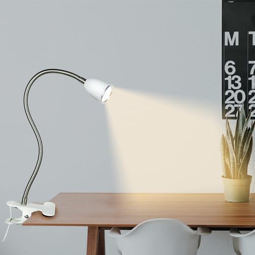 LALISU Desk lamp Eye-Caring Table Lamps, 360°Rotation LED Desk Clip Lamp