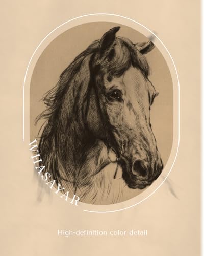 WHASAYART Gold Framed Vintage Wall Art for Living Room, Animals Painting Prints Shelf Decor for Kitchen, Aesthetic Bedroom Wall Art, Best Gifts for Friends or Family - Horsehead 10L x 8W