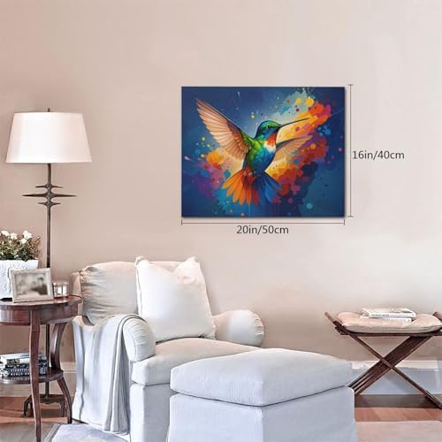 Crekviy Hummingbird Wall Art Bird Pictures Wall Decor Hummingbird Canvas Prints Painting Artwork Home Decoration for Bathroom Bedroom Living Room Framed Gifts Ready to Hang 16"x20"