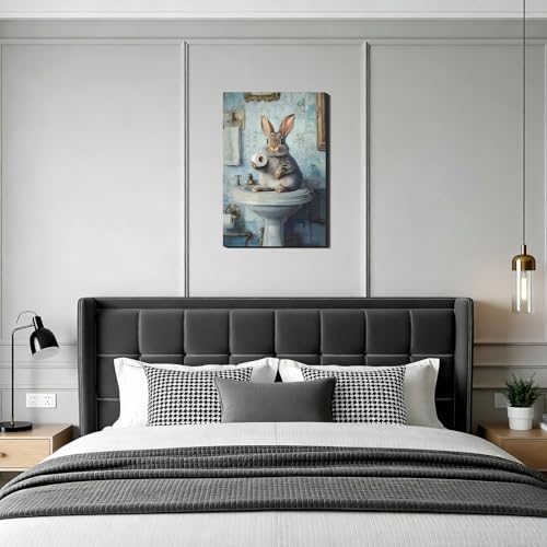 Farmhouse Framed Rabbit Decor Collection 8x12– Vintage Bunny Pictures Wall Art – Funny Spring Bunny Canvas Art for Bathroom, Living Room, Holiday Wall Decorations