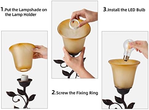 Touch Control Leaf Vintage Table Lamp with 3-Way Dimmable 2 USB C+A Ports