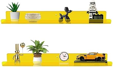 ROYALITA 2-Pack Acrylic Shelves Wall Mounted, 24 Inch Floating Shelves