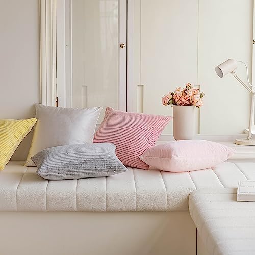 Home Brilliant Velvet Square Throw Pillow Covers Large Cushion Covers Euro Shams for Bedding Nursery, Set of 2, 24x24 inch(60cm), Pearl Ivory