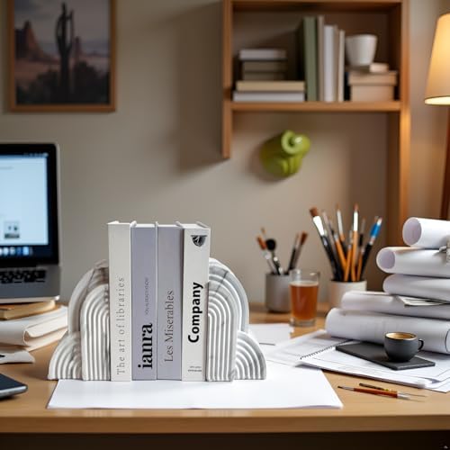 LIFFY Cloud Book Ends Decorative,7 Inch Resin Non-Skid Decorative Bookends for Shelves, Book Ends for Heavy Books,Indoor Morden Book Holder for Home Ornaments