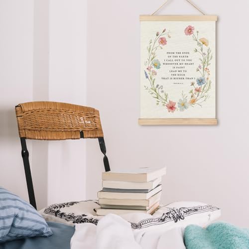 LZYRF Boho Floral Christian Wall Decor, Psalm 61:2 Bible Verse Religious Wall Decor for Church Prayer Room Office, 12x16 Inch