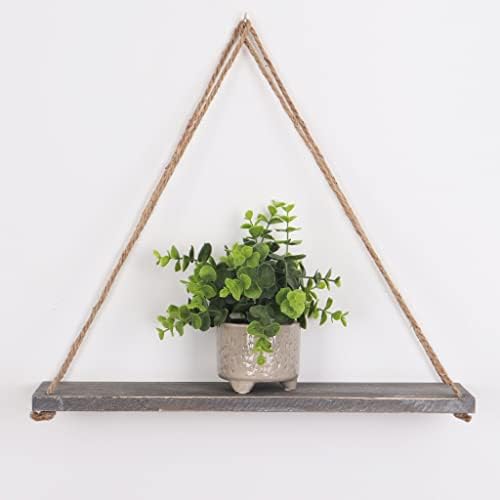 Rutledge & King Hanging Wall Shelves - Distressed Wooden Hanging Storage Shelves - Rustic Swing Rope (1, White Distressed)