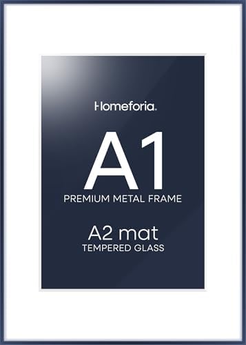 Homeforia A1 Blue Poster Frame, High-End Metal, A2 Mat, Glass