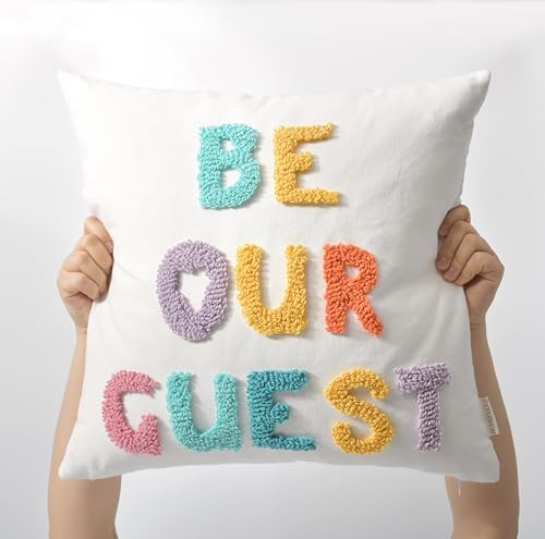Boho Throw Pillow Covers 18*18 Spring Decorative Tufted Letters