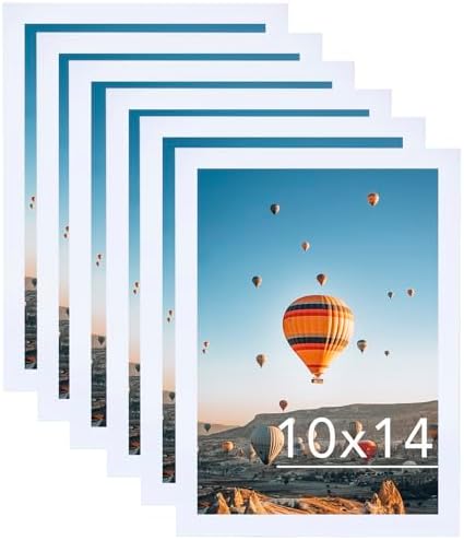 JCJMY 10x14 Picture Frame Set of 6 for 30 x 40cm Diamond Painting Art, Wall Mounting Horizontally or Vertically, 10 x 14 Wall Gallery Poster Photo Frame with Shatter Resistant Plexiglass,6 Pack, White