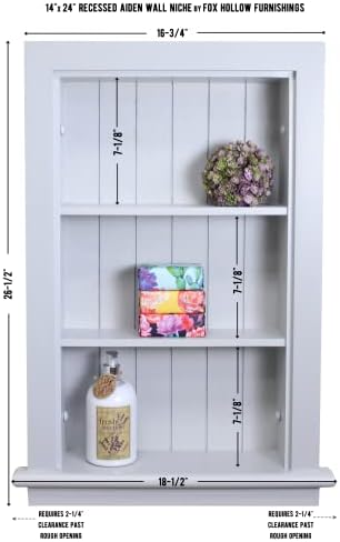 14x24 Aiden Recessed Wall Niche Medicine Cabinet Replacement, in The Wall Bathroom Cabinet Insert Shelf/Shelves, Made in North America, Real Wood, NO MDF, Beadboard, Light Gray