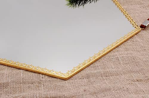 Funerom 10.2 x 10.2 inch Small Hexagonal DecorativeWall Mirror,Gold