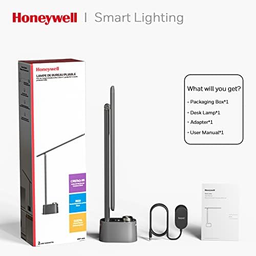 Honeywell HWT-H01 LED Desk Lamp, Foldable & Stepless Dimmable, Gray