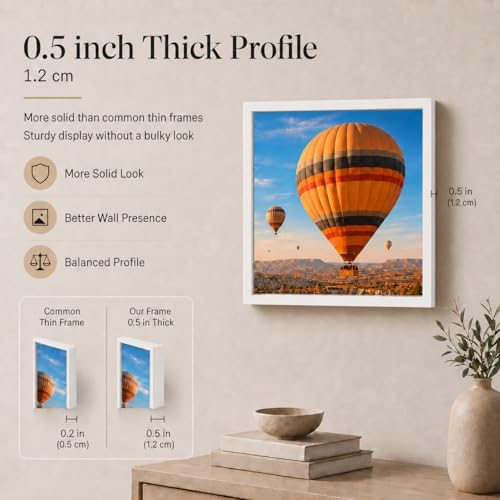 JCJMY 10x10 Picture Frame Set of 6 Black for Wall Hanging, Wall Mounting Horizontally or Vertically, 10 x 10 Square Wall Gallery Poster Photo Frame with Shatter Resistant Plexiglass,6 Pack, White