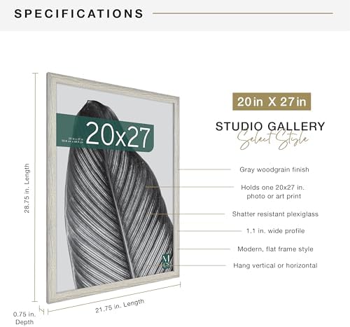 MCS Studio Gallery Poster Frame, 20x27, Gray Woodgrain