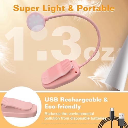 KTEBO 2 Pack Rechargeable Book Light Clip-On Reading Light for Books in Bed