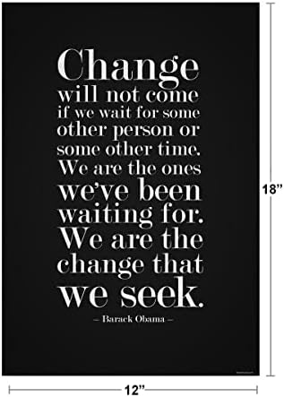 Barack Obama Poster Quote Change Will Not Come Motivational President Famous Office Decor Cool Wall Art Print Poster 12x18