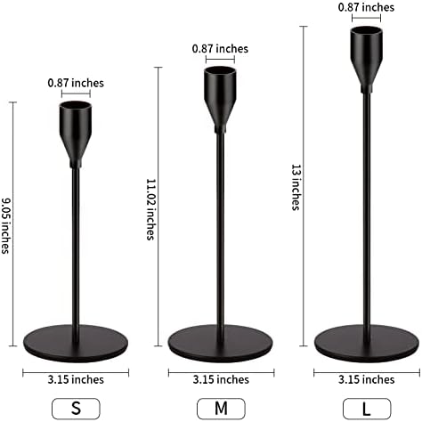 Oatnauxil Matte Black Candle Holders Black Candlestick Holders Metal Candle Holder for Wedding, Dinning, Party, Fits 3/4 inch Thick Candle&Led Candles (Set of 6 Pcs) (Pack of 2)